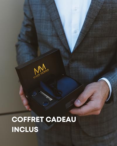 Cravate Hommes Bleu foncé et mouchoirs de poche, boutons de manchette et Pinces à cravates | Coffret cadeau | Accessoires de Fete de Mariage – vue 5