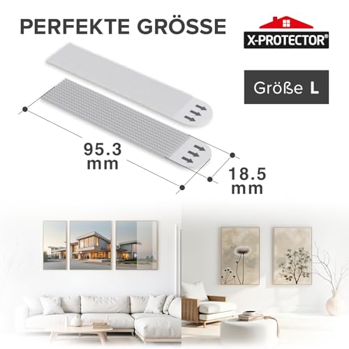 X-Protector Aufhänger Für Bilder – 20 Pairs Bilderhaken Ohne Bohren – Fotokleber Doppelseitig Selbstklebend – Klebepads Doppelseitig – Befestigung Ohne Bohren Bis zu 9 KG (Größe L)