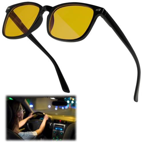 eModwey Nachtsichtbrille zum Autofahren für Herren und Damen - Gelbe Gläser zur Blendreduzierung, Verbesserte Sicht bei Nacht und Schlechten Lichtverhältnissen, Komfortabler Sitz eModwey Nachtsichtbrille zum Autofahren für Herren und Damen - Gelbe Gläser zur Blendreduzierung, Verbesserte Sicht bei Nacht und Schlechten Lichtverhältnissen, Komfortabler Sitz