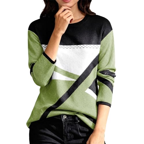 Sweat-shirt chaud pour femme tricoté à manches longues et col rond décontracté