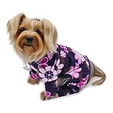 Klippo Midnight Garden Fleece Turtleneck Pajamas/Bodysuit/Loungewear/Coverall for Small Dogs/Puppy - L