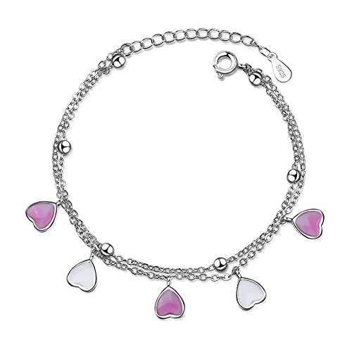 Bracelet double couche fleur de cerisier vernis rose au raffinement d'exception