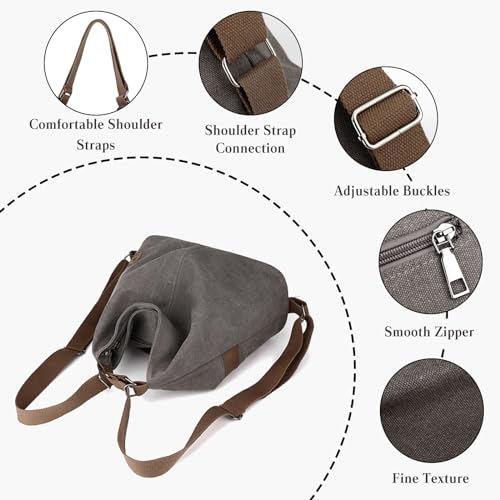 Mochila femenina CORIOS de lona, gran capacidad y multiusos miniatura 4