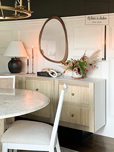 Irregular Wood Frame Boho Mirror - Large Wall Mounted Accent, Asymmetrical, Modern Aesthetic Wall Decor for Bedroom, Entryway, Living Room, Bathroom (Brown) - Image 7