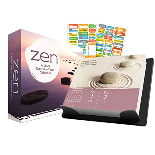Zen 2022 Calendar, Box Edition Bundle -- Deluxe 2022 Zen Day-at-a-Time Box Calendar with Over 100 Calendar Stickers (Zen Gifts, Office Supplies)