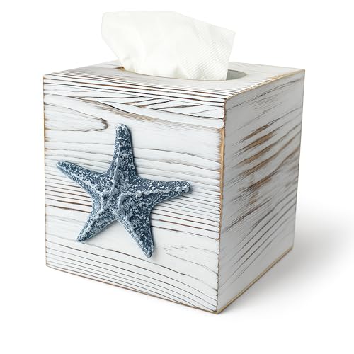 Ovimyne Coastal Tissue Box Cover Wooden Retro with Sliding Bottom