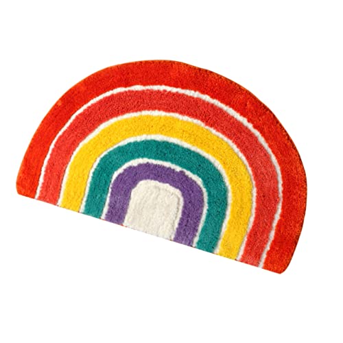 MUSISALY 1pc Rainbow Semicircular - Bath Mat Absorbent Household Rug for Bathroom Living Room Cozy Cartoon Design for Boys and Girls