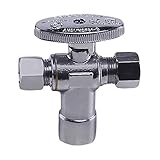 Midline Valve 86312QS-OM Water Supply Angle Stop Valve; Dual Outlet; Quarter Turn Wheel; One Piece; for Toilet, Sink, Dishwasher; 1/2 in. Sweat x 3/8 in. COMP x 1/4 in. COMP; Chrome Plated Brass