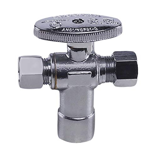 Midline Valve 86312QS-OM Water Supply Angle Stop Valve; Dual Outlet; Quarter Turn Wheel; One Piece; for Toilet, Sink, Dishwasher; 1/2 in. Sweat x 3/8 in. COMP x 1/4 in. COMP; Chrome Plated Brass
