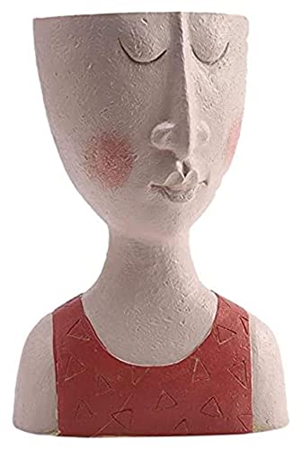 WQQLQX Statue Blumentopf Skulptur Harz Gesicht Mädchen Statue Kunst...