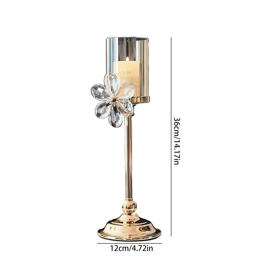 Candleabra Vintage kryształowy płatek kwiatów, szklany świecznik, do domu, do jadalni, romantyczny świecznik dekoracyjny ornament (B)