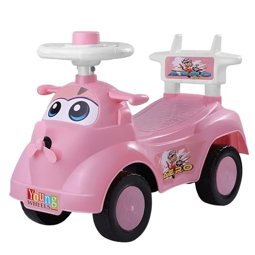 Image of Kids Ride On Pink Car for Toddlers with Steering Wheel & Backrest | Foot to Floor Baby Push Car | Indoor Outdoor | Strong Wheels & Comfortable Seat | Racing Design for Boys & Girls (1-3 Years)