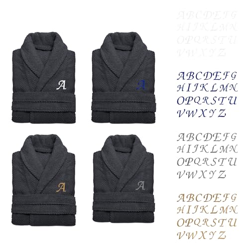 Opulence Custom Monogram Embroidery Bathrobe for Men Women, Personalized 100% Turkish Cotton Soft Absorbent Bathrobe2