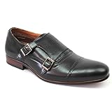 Ferro Aldo Men's 19396 Double Monk Dual Buckle Straps Cap Toe Dress Loafers Shoes, Black, 9
