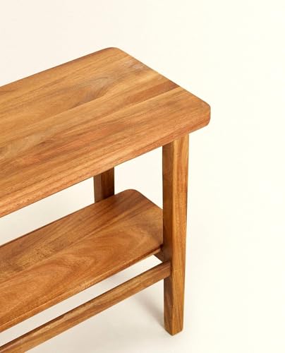 Image of Solid Sheesham Wood Side Table - Handcrafted Bedside Table for Living Room, Bedroom & Office - Multipurpose Wooden Nightstand | Natural Finish, (21 x 9.8 x 16.9 Inches)