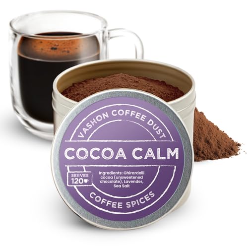 Coffee Dust Flavoring Powder Cocoa Calm (120 Servings) - Coffee Dusting Flavor Variety Pack, All Natural Syrup Alternative, Adds Aroma, Taste & Whole30 Wellness to Drinks & Tea - Creamer Alternative