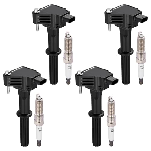 SYKRSS Ignition Coil UF837 & Spark Plugs 94051 Compatible with Chevy Spark 2016-2020, 1.4L L4 - Replaces KD-7209 (4PCS)