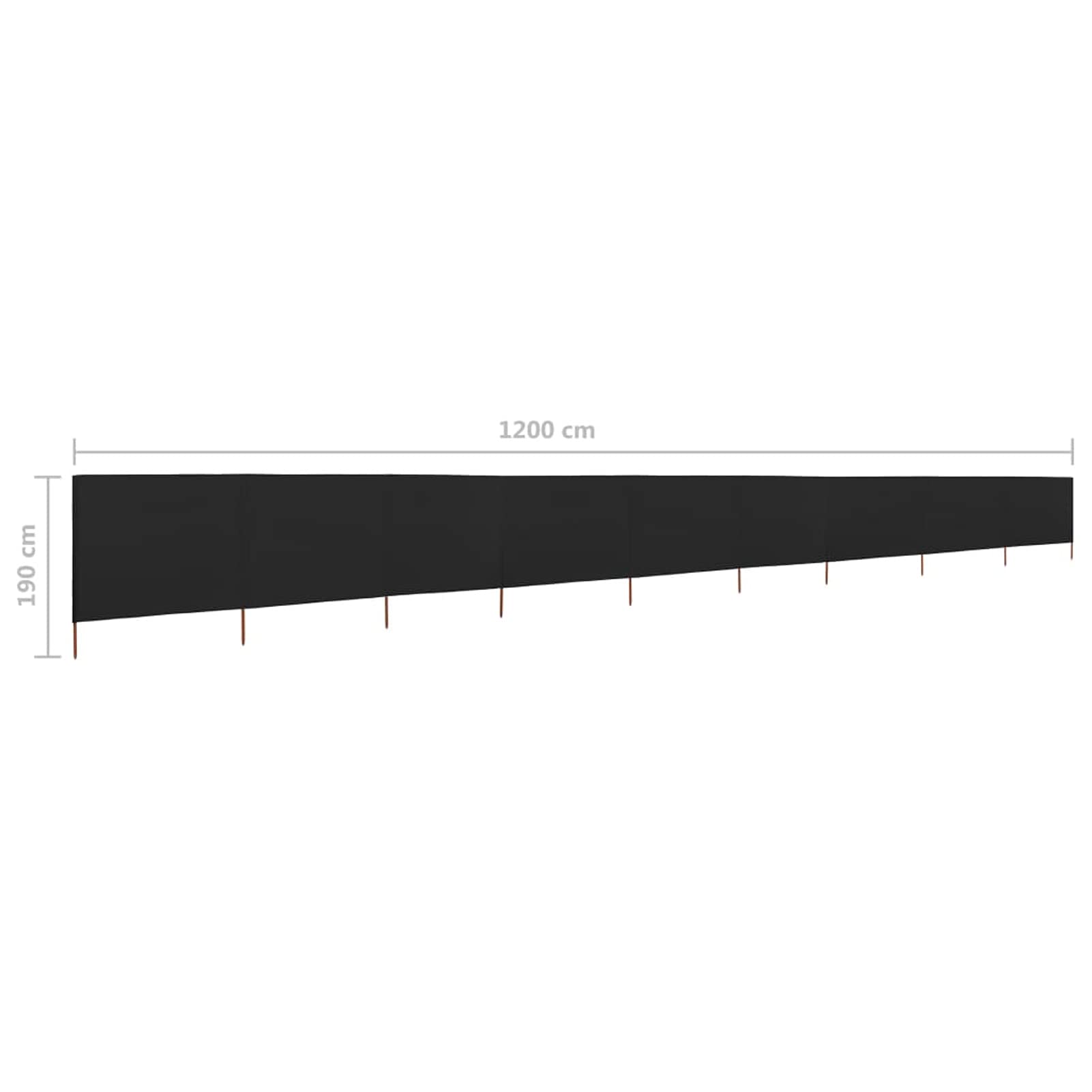 Homgoday Zewnętrzny parawan, 9-panelowy parawan z tkaniny 1200 x 160 cm czarny, na zewnątrz separe ogród, parawan zewnętrzny ogród, przegroda zewnętrzna