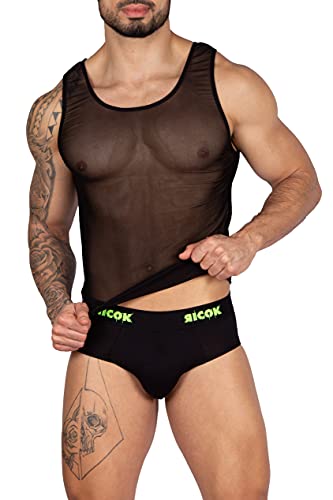 Conjunto Regata e cueca tule transparente Ricok couture (PRETO, M)