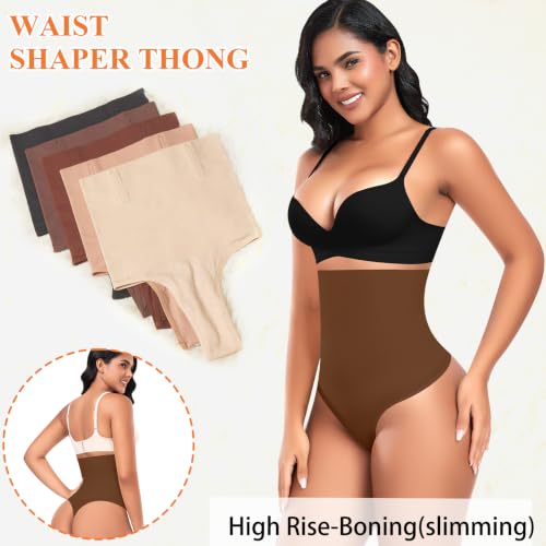 Image of Werena Tummy Control Thong Shapewear for Women High Waisted Body Shaper Panties Shaping Thong Girdle Underwear