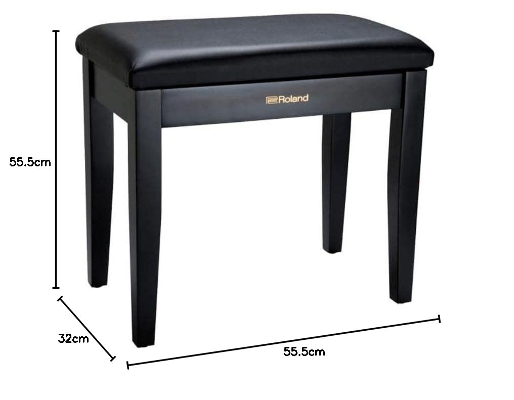 Roland Banc de Piano Finition Noir satiné avec Assise Plastique et Compartiment pour partitions - RPB-100BK 55,5 x 32 x 55,5 cm
