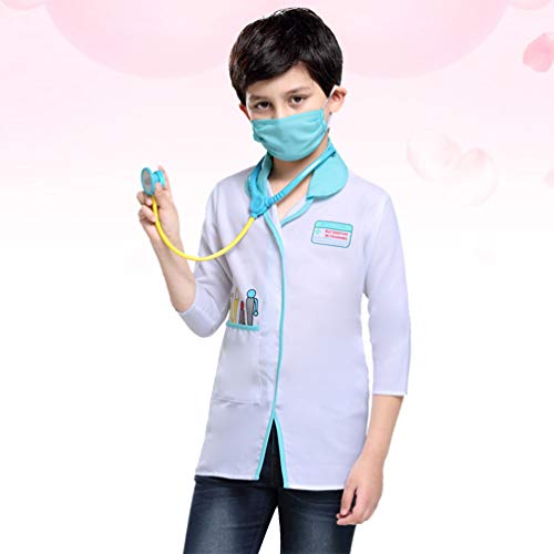 Fantasias de cosplay infantis com estetoscópio Ma/sk da Pretyzoom para 3 a 5 anos de idade, Branco,