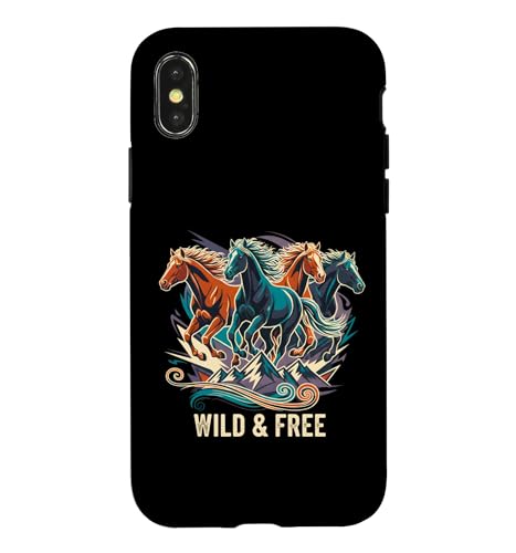 Running Crazy Wild Horses �M�t�g 10�� ���̎q �j�̎q �j�� ���� �X�}�z�P�[�X iPhone X/XS �p