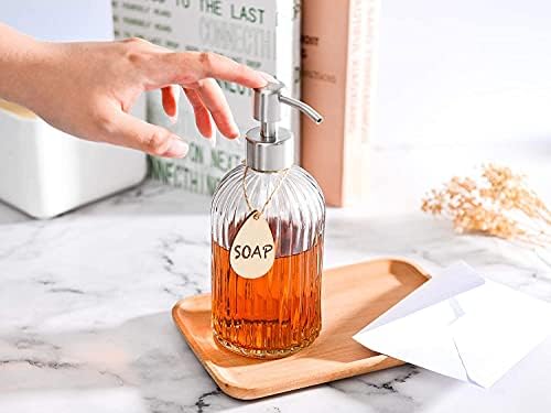 Premium Glass Soap Dispenser Bottle with Non-Slip Silicone Pad  Dish Soap Dispenser  with Rust Proof & Stainless Steel Pump  Ideal for Kitchen-hand wash & Bathroom Soap  refillable bottle