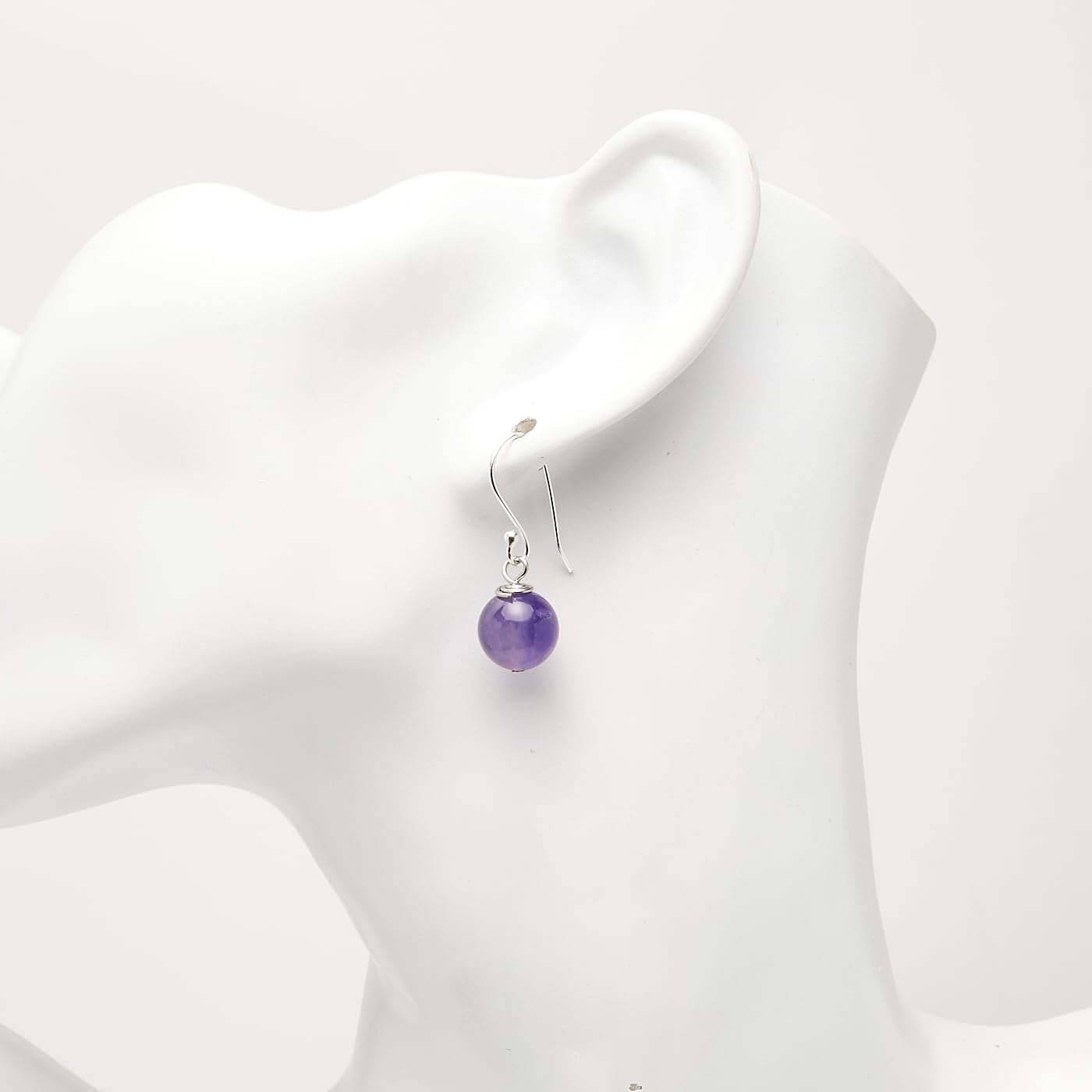Orecchini da donna | Orecchini pendenti pendenti in argento sterling con pietre preziose naturali fatte a mano da donna Orecchini con perline a sfera da 10 mm | Regalo per donne (Ametista viola)