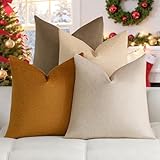 a moment Pack of 4 Christmas Couch Pillow Covers,Outdoor Waterproof Cushion Covers for Patio Furniture Garden Pet-Friendly Stain-Resistant Throw Pillow Cases 18x18 inch Brown