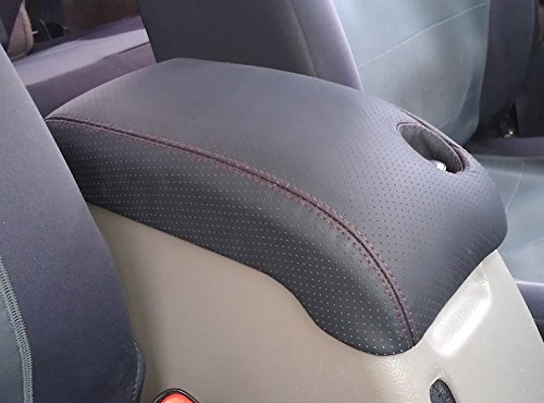 RedlineGoods armrest Cover - Type 3 Compatible with Jeep Wrangler TJ 1997-06. Tailor Made - not Universal. Genuine top-Grade Italian Black Leather with Tan Thread