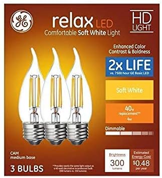 GE Relax 40-Watt EQ CA11 Soft White Dimmable Candle Bulb Light Bulb (3-Pack)