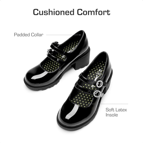 DREAM PAIRS Mary Jane Shoes for Girls Platform School Uniform Party Chunky Dress Heel Double Straps Flats for Little Big Kid4