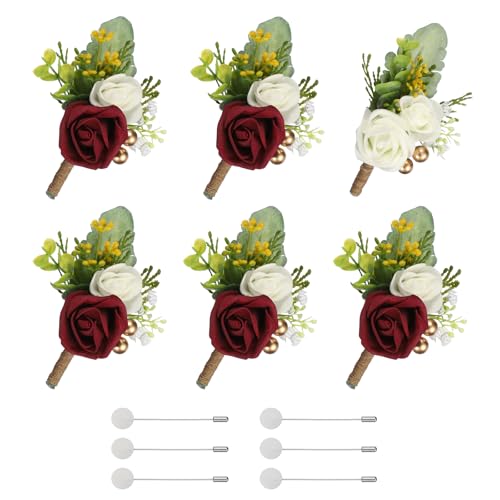 Boutonnieres para hombre flores artificiales de seda novios padrinos accesorios de boda