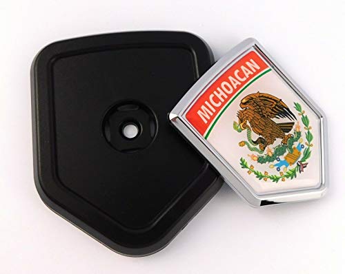 Image of Michoacan Mexico flag car truck black Shield Grill Badge grille mount emblem country state