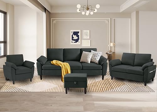Pingliang Home 3 Pieces Sectional Sofa Couches Set, 3-Seater L