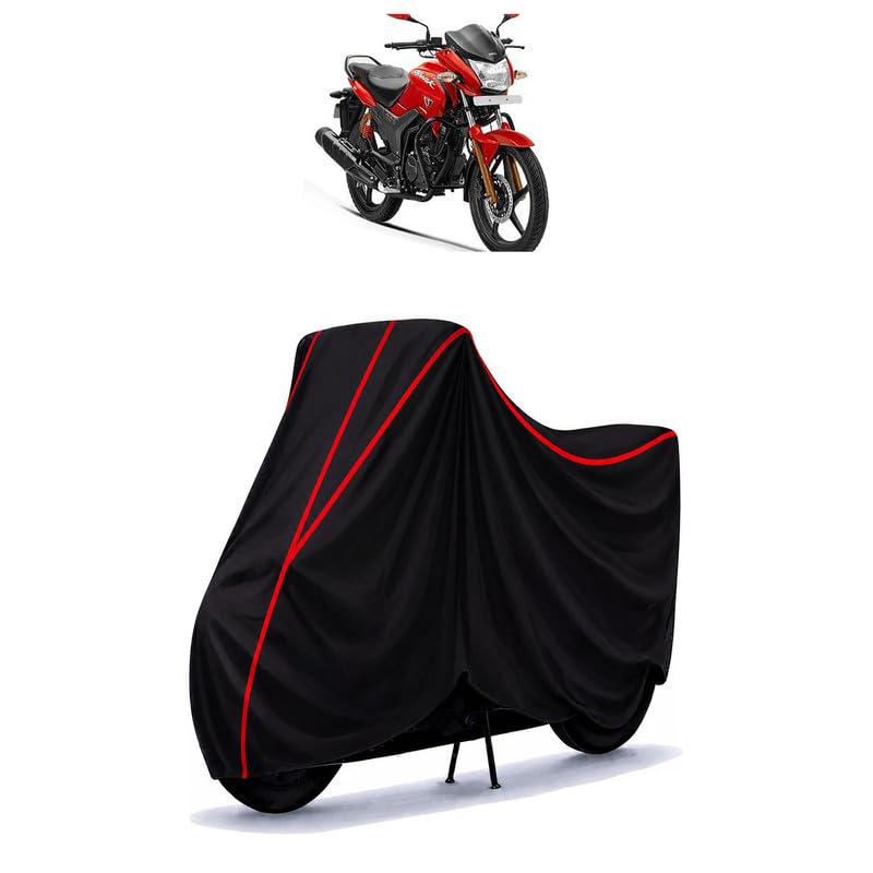 Image of Hero Hunk BS4 Water Resistant Bike Cover for All Motorcycles & Rain | Heavy Duty Taffeta Fabric | UV Protection, Dustproof, Scratchproof | All Weather Two Wheeler Body Cover with Elastic Bottom