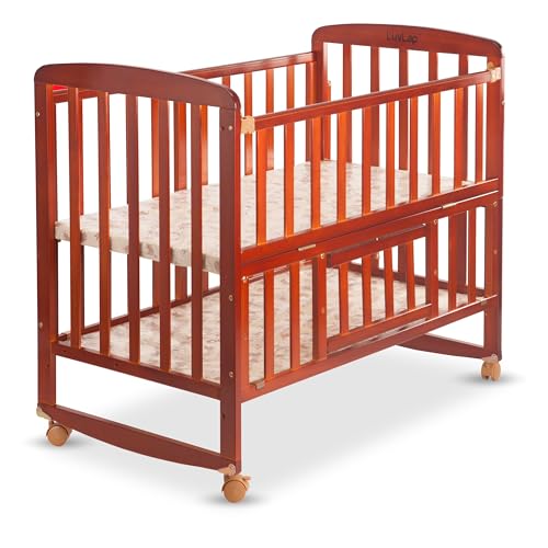 Image of LuvLap C-50 Baby Wooden Cot with Mosquito Net, EN certified Baby Furniture suitable for new born to 12 month, without mattress (Cherry Red)