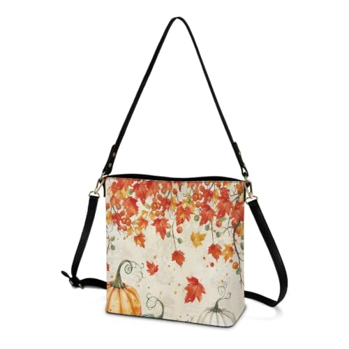 Image of HUGS IDEA Boho Bags for Women Leather Handbag Shoulder Bucket Crossbody Purse