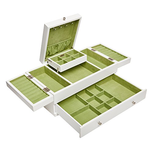 Mele & Co Everly Wooden Triple Lid Jewelry Box In White #TOP2
