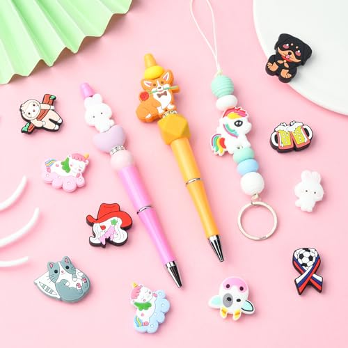 WEWAYSMILE 15pcs 15 Style Silicone Focal Beads, Silicone Beads Bulk, Silicone Focal Beads Characters, for Keychain Making Bracelet Necklace Handmade Crafts - Image 4