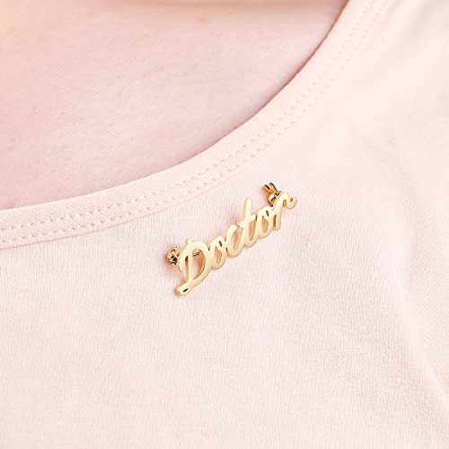 Stainless Steel Gold And Silver Color Doctor Brooch Pins Creative Letter Medical Jewelry Lapel Badge Gift For Doctor Nurse (Gold) #TOP1