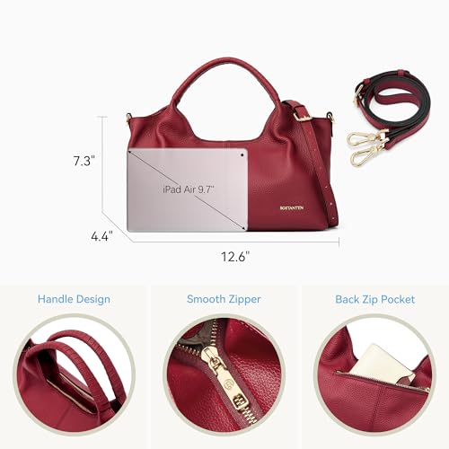 Image of BOSTANTEN Genuine Leather Purses for Women Designer Handbags Crossbody Shoulder Bags Top Handle Satchel with Adjustable Strap