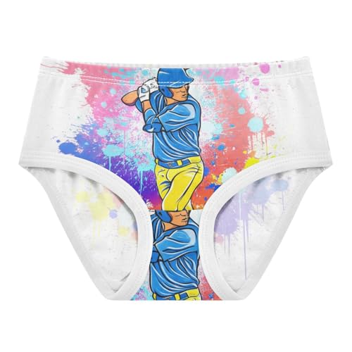 Funny Girls Underwear Toddler 2t Cotton Girl Panties Cute Cartoon Baseball Player Colorful Tie Dye Briefs Underpants