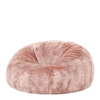 icon Kingston Faux Fur Bean Bag, Pink, Large Adult Bean Bag Chair with Filling Included, Comfy Chair, Living Room Furniture, Bedroom Furniture