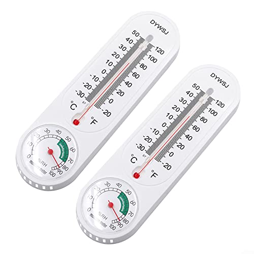 2pcs Outdoor/Indoor Thermometer Hygrometer Humidity Meter Thermometers Temperature Humidity Gauge Meter Breeding Thermometer