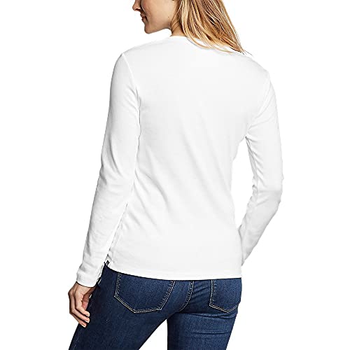 Eddie Bauer Women's Favorite Long-Sleeve V-Neck T-Shirt, White, Medium