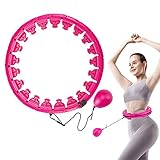 Cihely Smart Hula Hoops Reifen zum Abnehmen Magic Hula Hoop Reifen Fitness zum Erwachsene Kinder,Einstellbar Hula-Hoop mit Massagenoppen und 24 Abnehmbare Teile,ideal für Abnehmen Training (Rosa1)