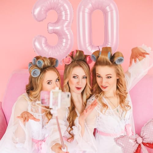 Image of TONIFUL 40 Inch Pastel Pink Number Balloon Balloon Big Pink Digital Balloon for Girl's Birthday Party Wedding Bridal Shower Engagement Anniversary Photo Shoot Supplies(Number 0)