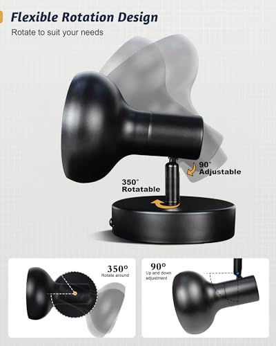 Image of HiBay 1-Light Track Lighting Black, Modern Directional Spot Light Fixture, Ceiling Wall Spotlight for Bedroom Bedside Kitchen Hallway, E12 Base (Bulb Not Included)